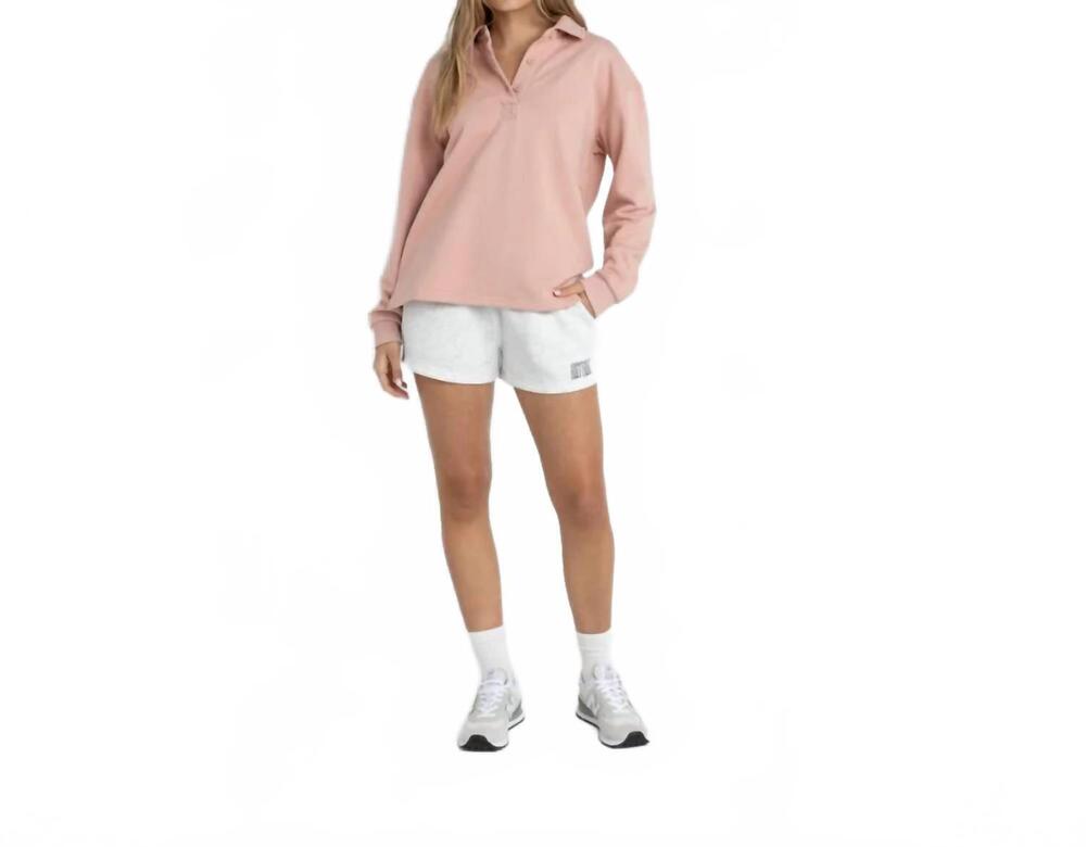 NEW RHYTHM. collared fleece sweatshirt in dusty rose